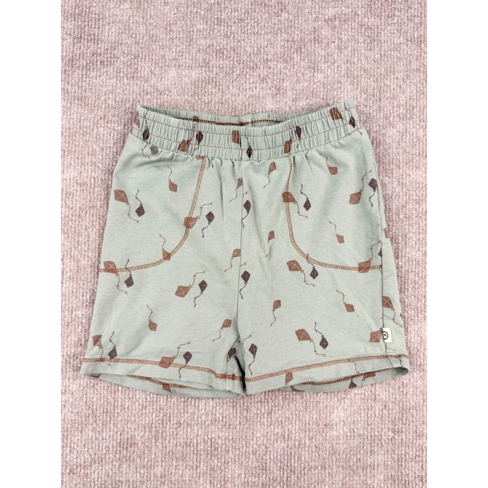 Quincy Mae Kids Sage Green Kite Print Jersey Knit Elastic Waist Shorts